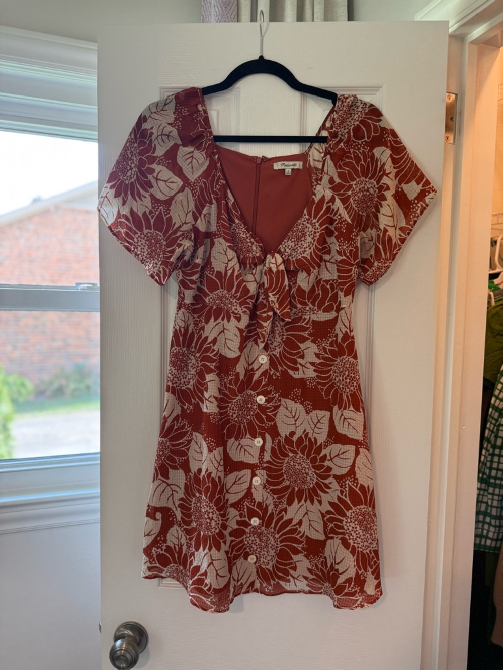 Madewell Rust Floral Button-Front Mini Dress